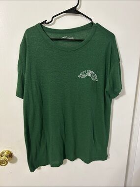 aerie Forest Green Crew Neck Tee with Small White Logo